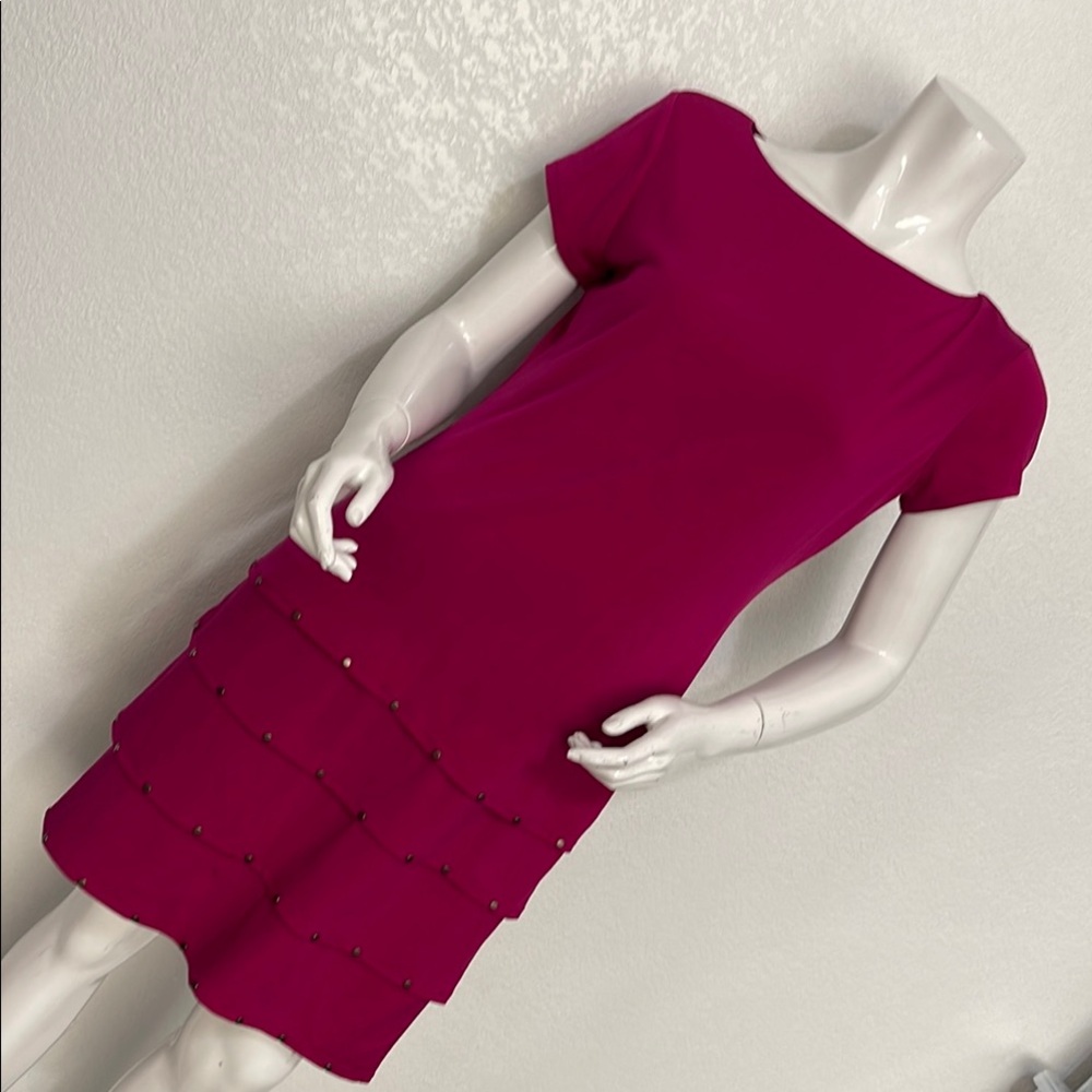 Muse Pink Puff Sleeve Sheath Mini Dress